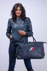 Men’s Alpine Jean leather jacket royal blue